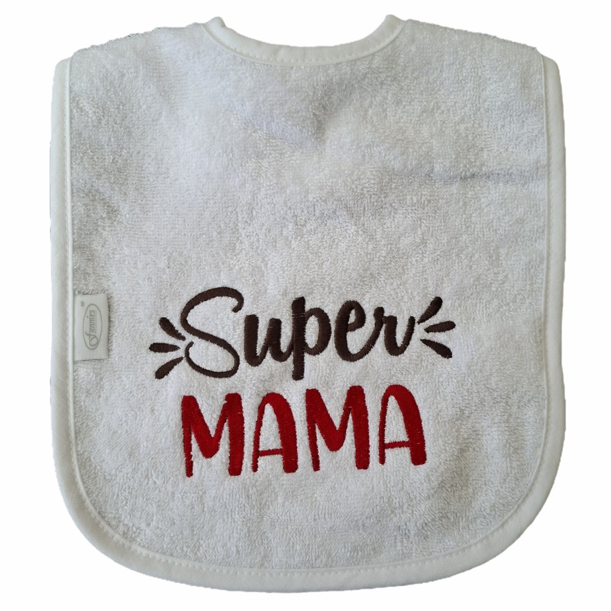 Witte slab met "Super Mama" - moederdag, zwanger, cadeautje, kraamcadeau, grappig, geschenk, baby, tekst