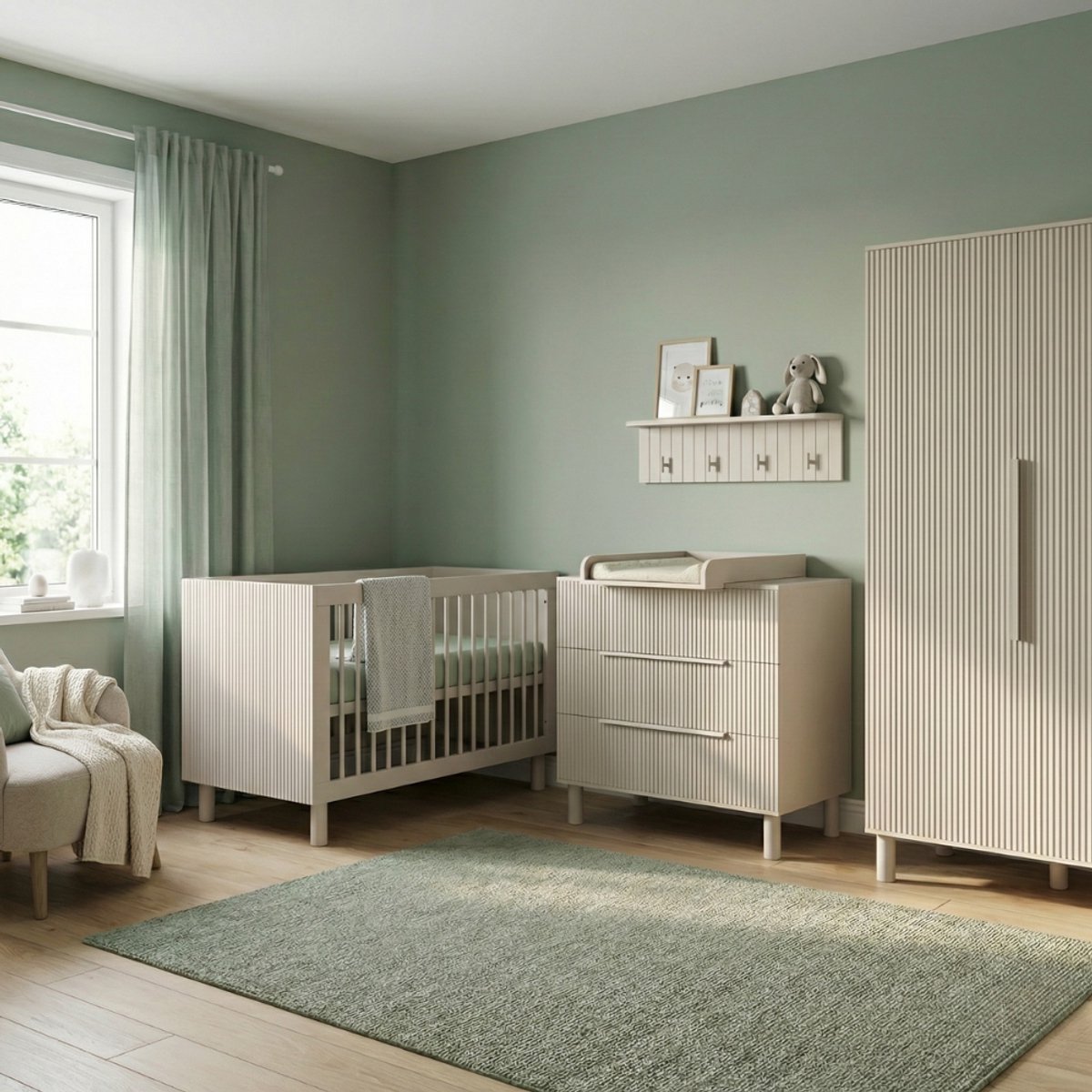 Born Lucky Delgado Babykamer 3-Delig – Ledikant, Commode en Kast – Vanaf Geboorte tot ca. 2,5 Jaar