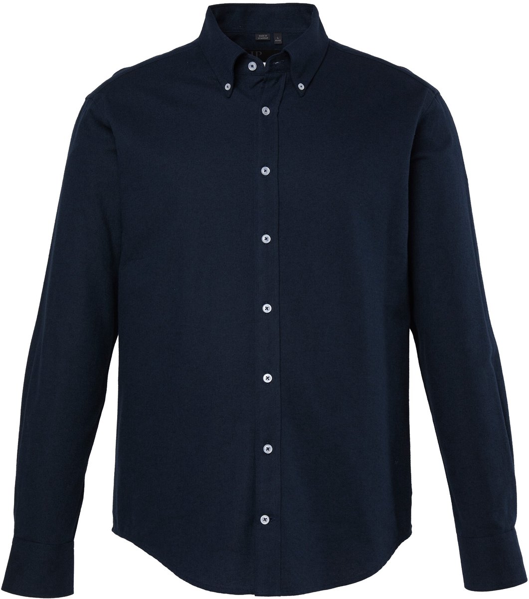 JP 1880 - Heren - Flanellen overhemd lange mouwen modern fit tot 8XL - Donkerblauw - Maat XXL
