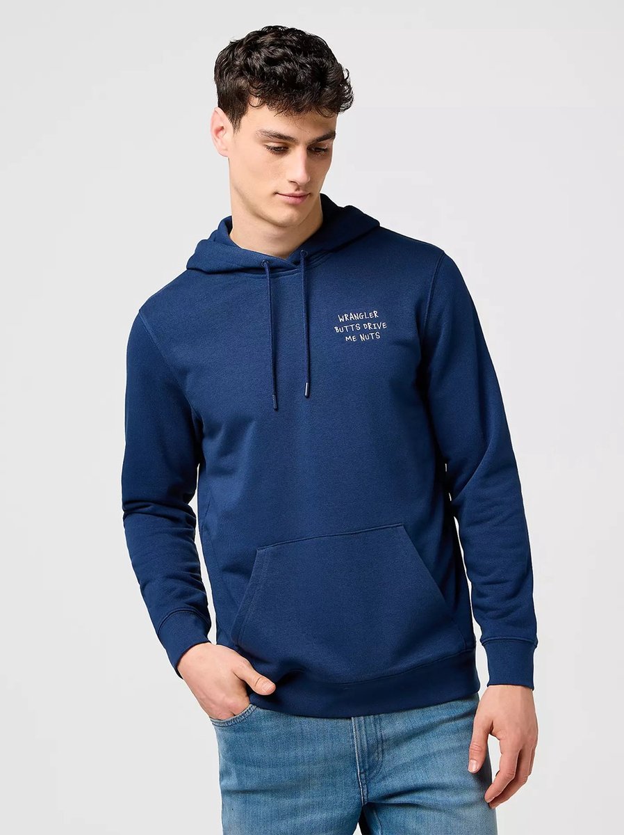 Wrangler EMBROIDERY HOODIE M Blauw