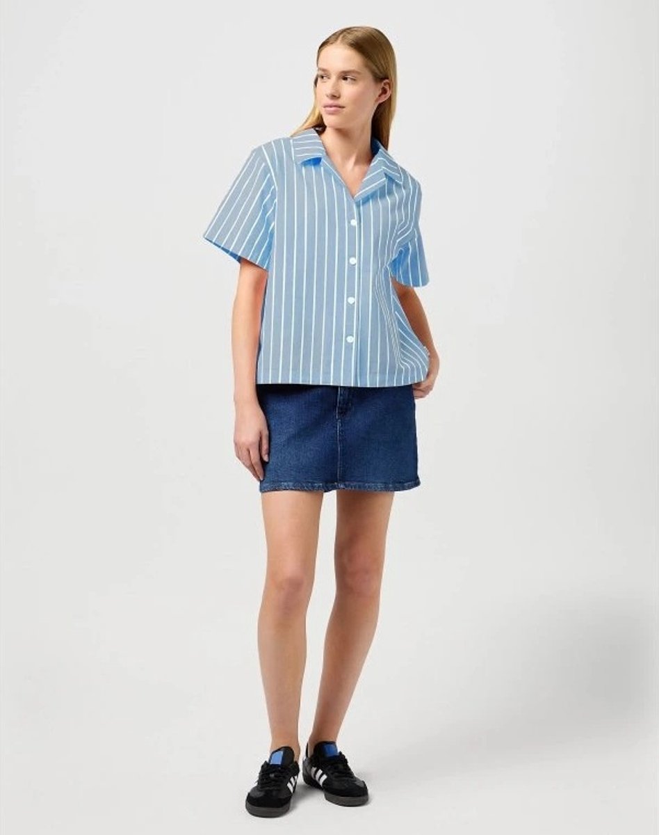 Wrangler CAMP SHIRT BLEACHED L Blauw