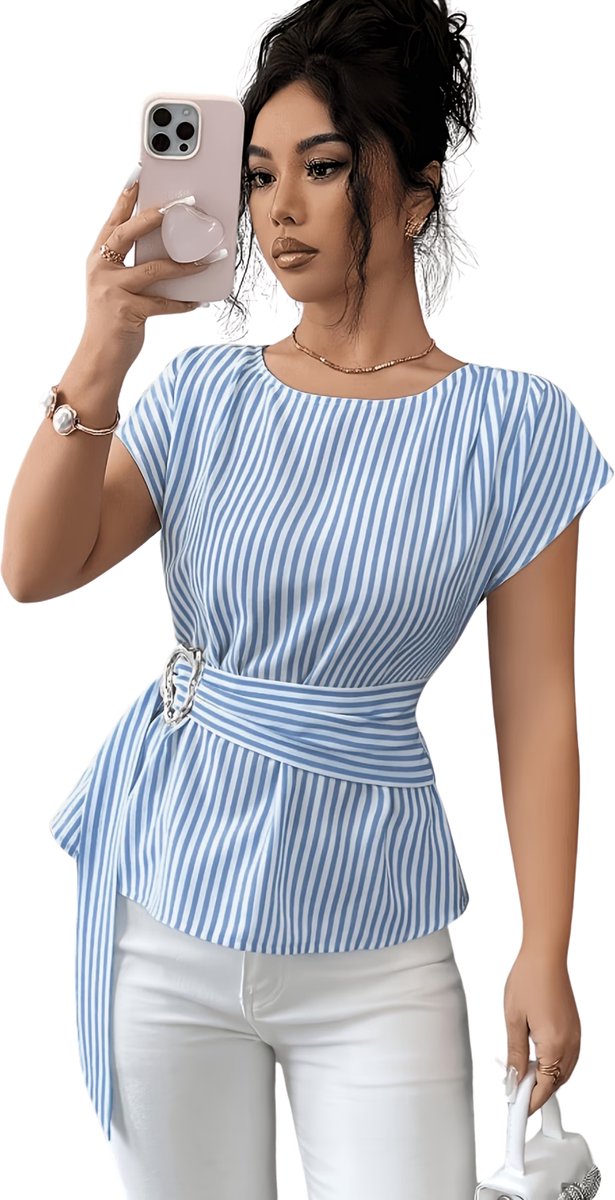 Currero T-Shirt Dames Shirt Zomerkleding T Shirt Mode Old Money Polo Vrouwen Kleding Volwassenen Hemelsblauw
