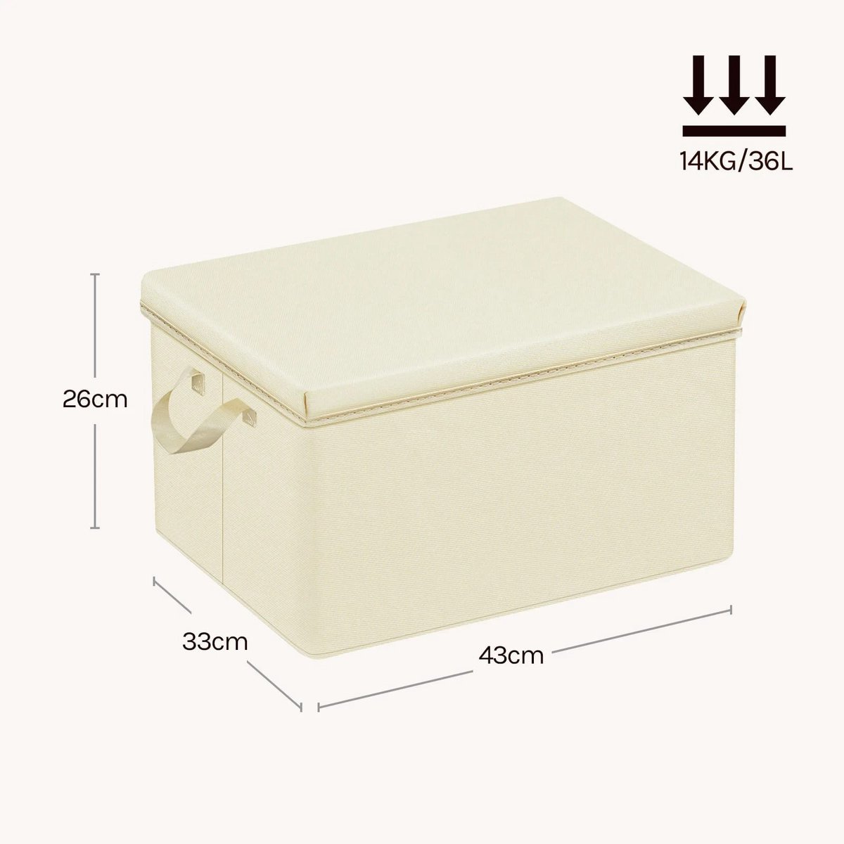 Klarven® Opbergboxen met Deksel 43x26x33cm(36l) uks set van 3 - Opvouwbare Opbergbox Kleding - Set van 3, Groot Opslagvermogen, Stofdicht - B 43 x H 26 x D 33 cm
