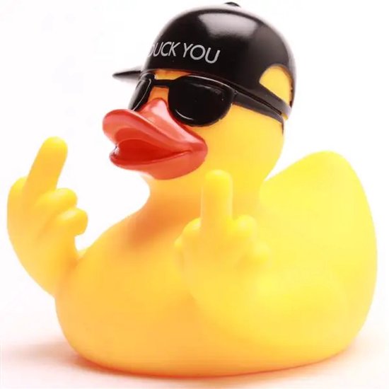 Bad Eend - Badeend - FU - Duck You - Geel Eendje - Rubber Eend - Eend - Middle Finger - Middelvinger - 8cm van Duckshop — afbeelding 3