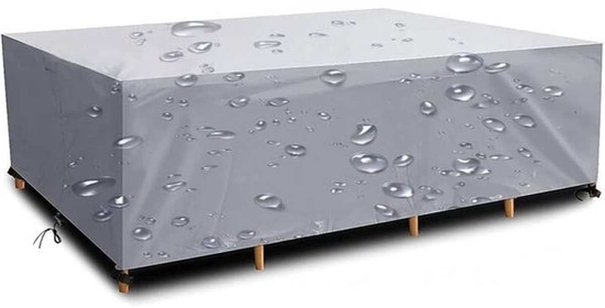 Tuinmeubelhoes, meubelbeschermer van Oxford-stof, waterdichte tuintafelhoes, beschermend zeil geschikt voor touwen en gespen, zilver, 130x130x74 cm
