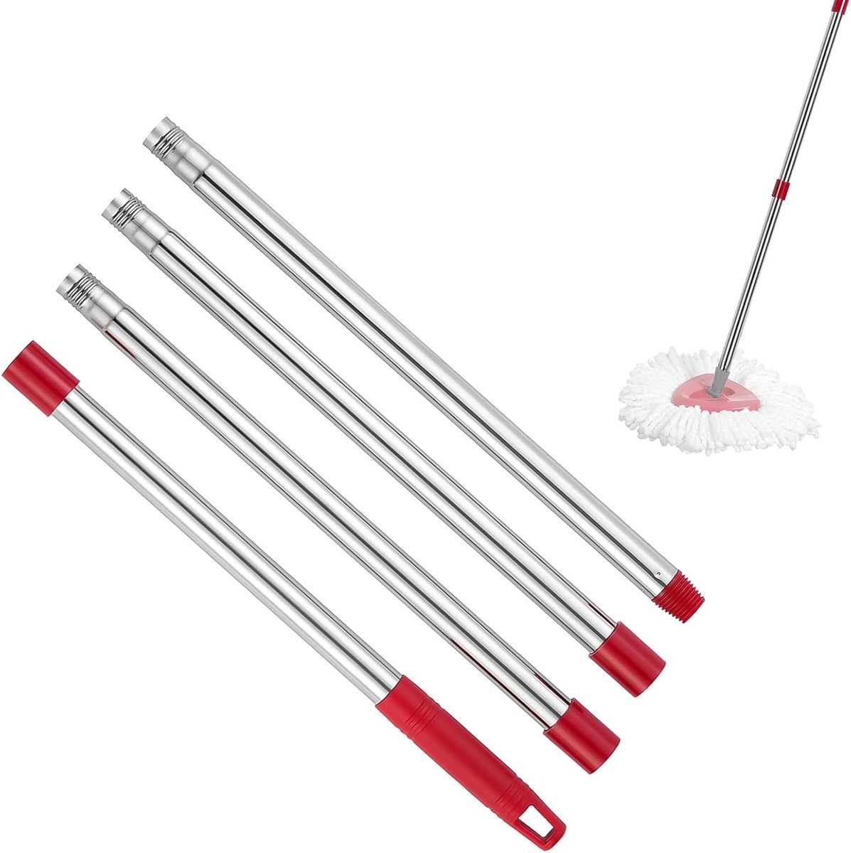 Telescopische Handgreep voor Ramen - Rood - 148 cm - Roestvrij Staal - Voor Diverse Toepassingen