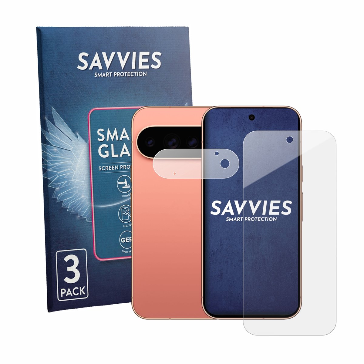 3 Stuks Savvies Screenprotector - geschikt voor Google Pixel 11 Pro (Voor+Camera) - beschermfolie glas transparant