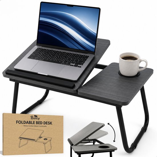 Boncy® Luxe Bedtafel - Verstelbare Laptoptafel Incl. Bekerhouder - Schoottafel...
