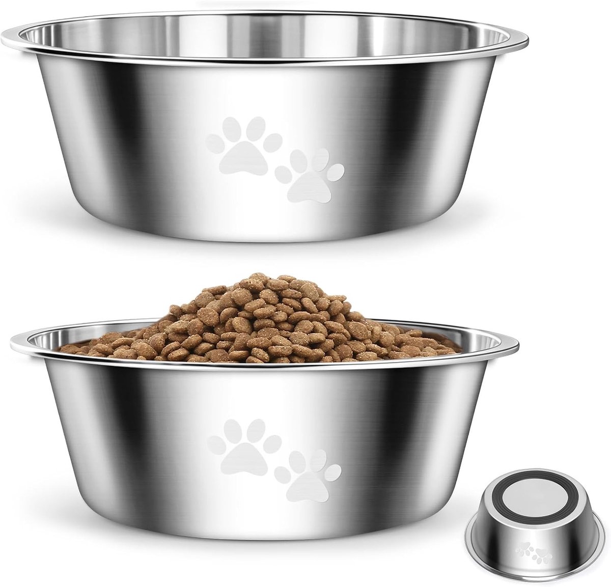 Verhoogde voerbak voor grote hond - Roestvrijstalen hondenbak - L 23,7 x 8,2 cm - Met antislip siliconen bodem - Voor middelgrote en grote honden