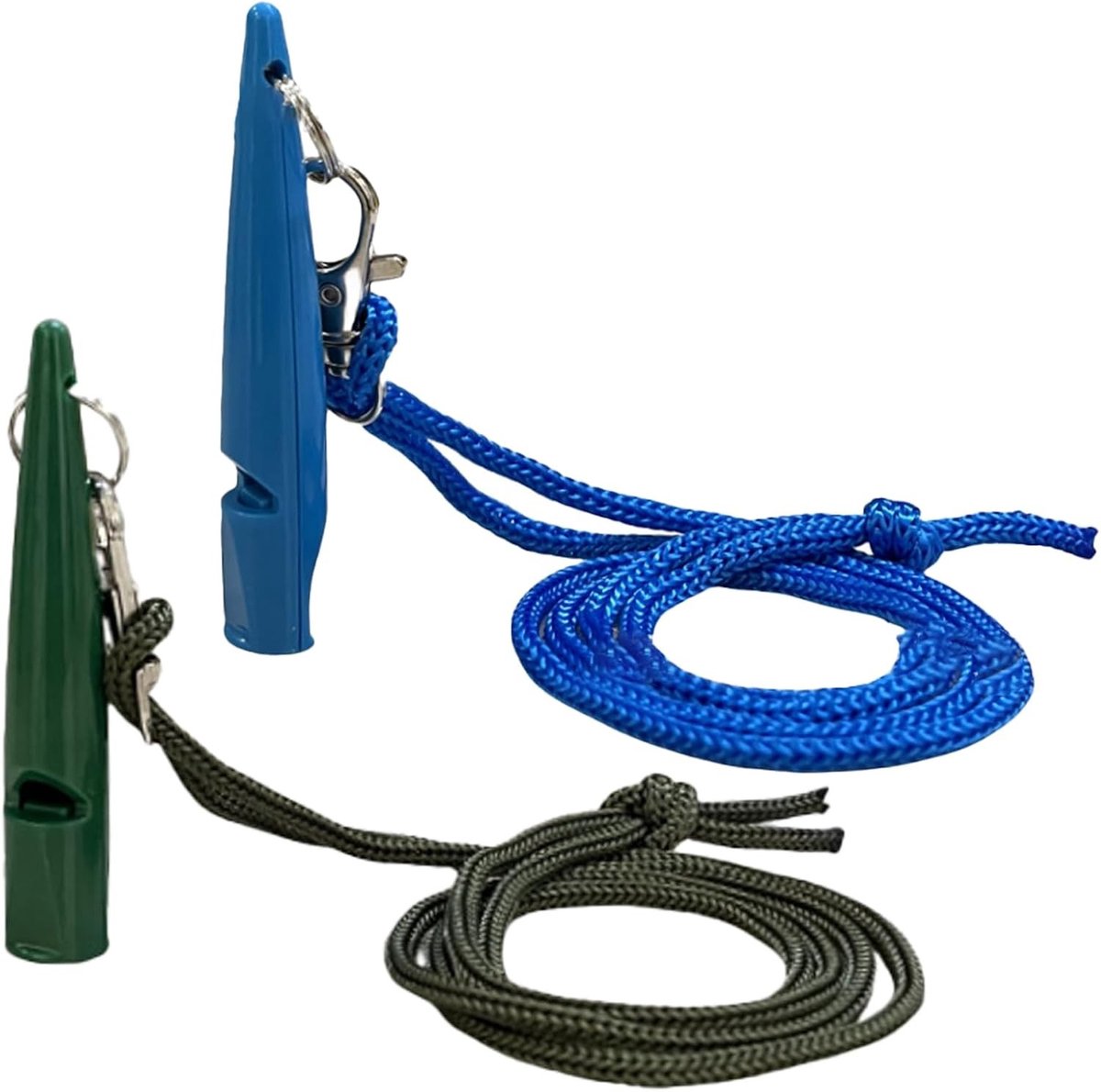 Ultrasoon hondenfluitje - Legergroen en Donkerblauw - 79 mm - ABS-kunststof - Trainingsfluitje met Sleutelkoord voor Honden