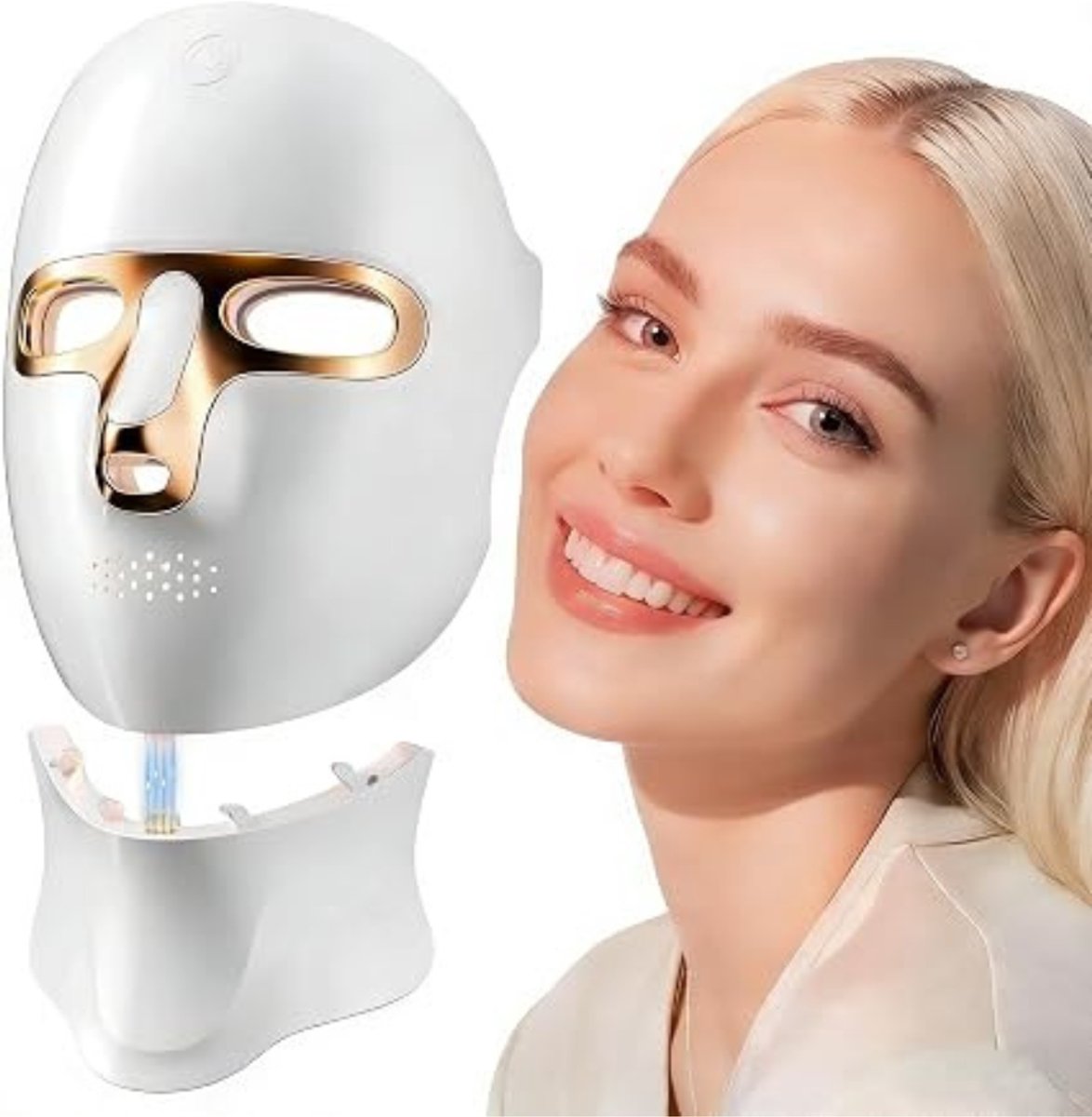 Thuys - LED Gezichts- & Halsmasker – Roodlichttherapie 630 nm – 120 LED’s – Draadloos – 90 min Batterijduur – 10 min Timer – USB-C – 800 g