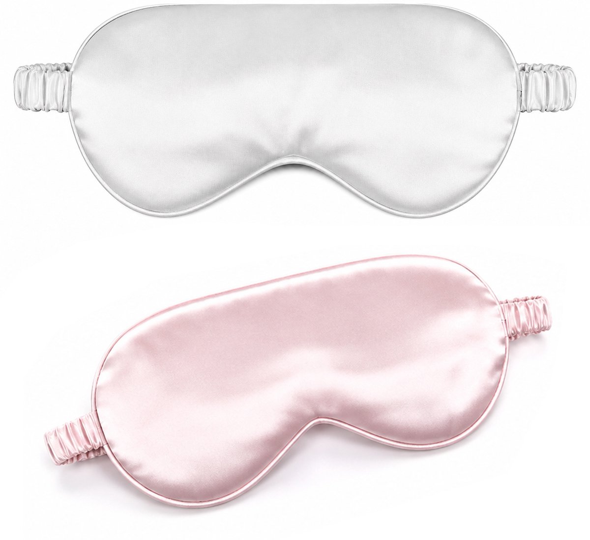 Kaiyaya - 2 stuks Slaapmasker - Zijden oogmasker met 3D ontwerp - 100% verduisterend - Wit en roze - Comfortabel en drukvirj