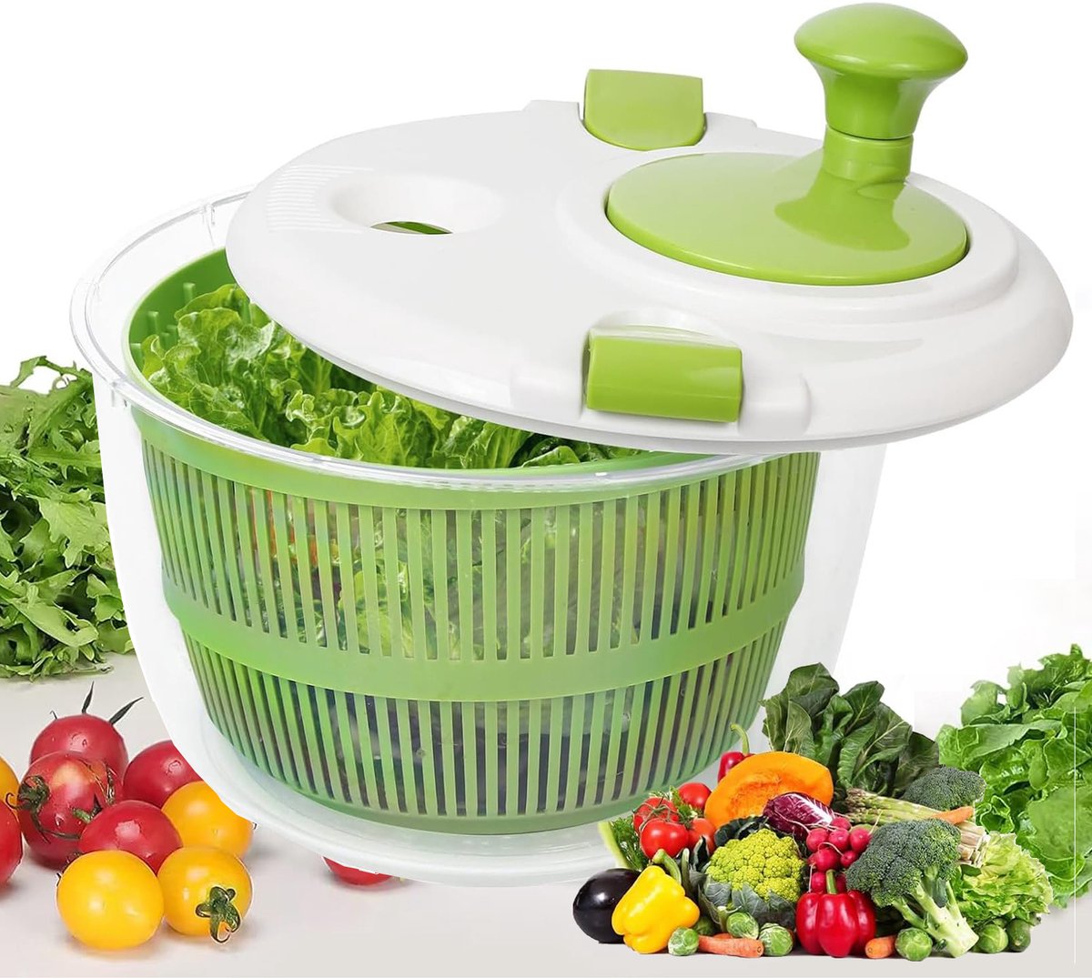 Slacentrifuge - Slawasmachine En -Centrifuge - Saladedroger Met Deksel - Fruitafvoer Voor Huishoudelijk Gebruik