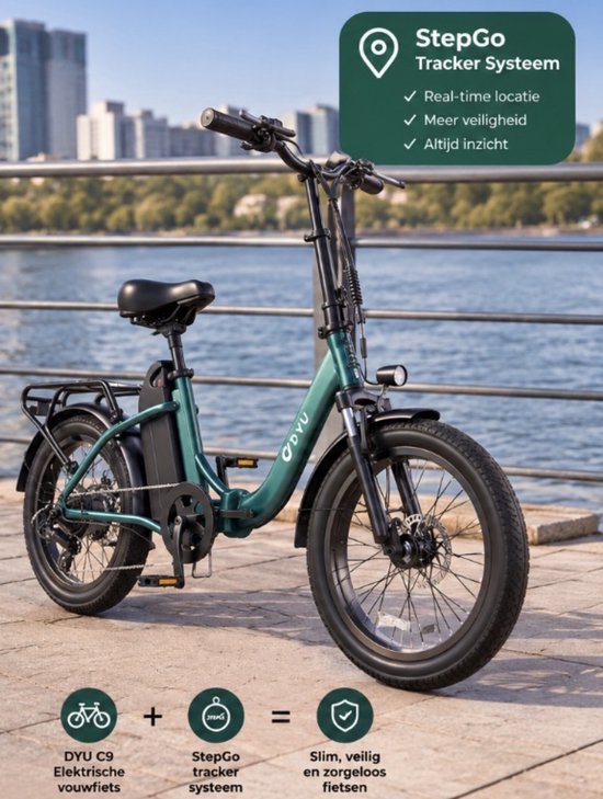 Elektrische fiets - Vouwfiets - DYU C9 - inclusief tracker - met traceer syateem - elektrische vouwfiets van Merkloos — afbeelding 2