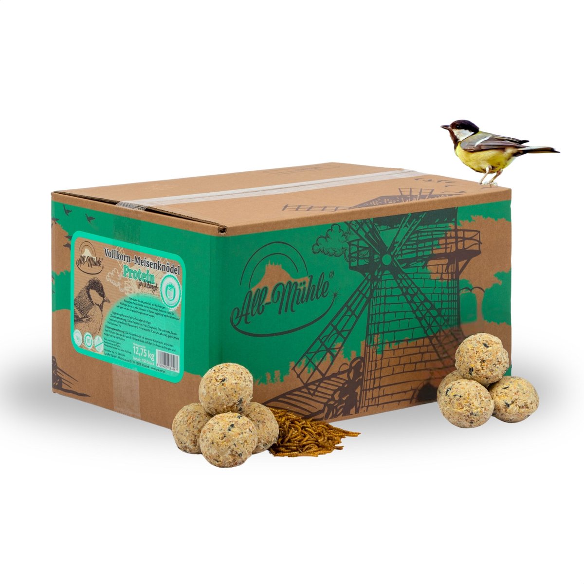 150 st. Lyra Pet® mezenbolletjes van de Alb-Mühle zonder net, 85 g per stuk incl. dispenser - eiwit
