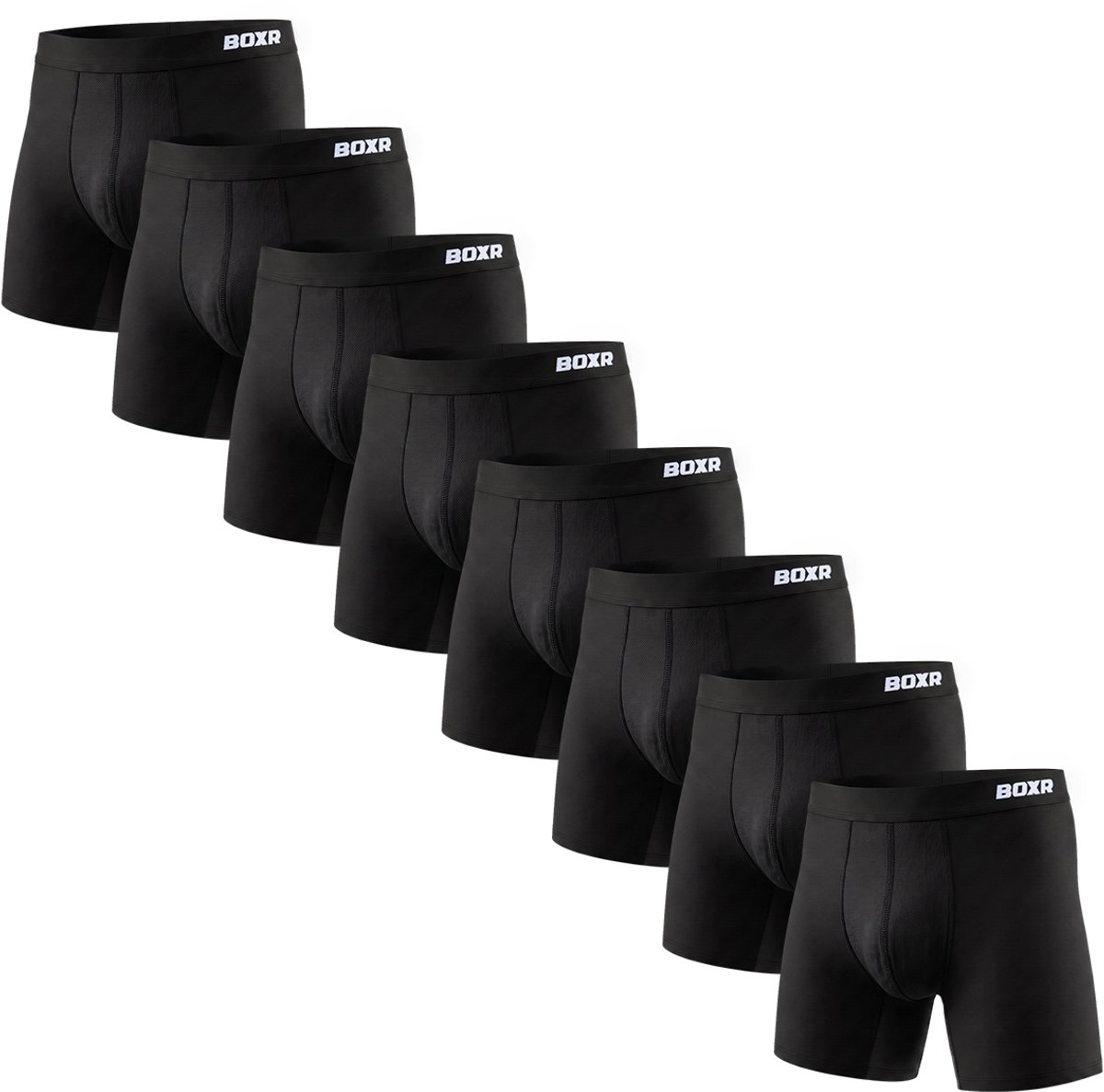 BOXR Active Boxershort Heren 8 Pack - Bamboe Ondergoed Heren - Lange Pijp & Anti-Schuurzones - Zijdezacht & Ademend - Heren Ondergoed - Onderbroeken Heren - Zwart - Maat S