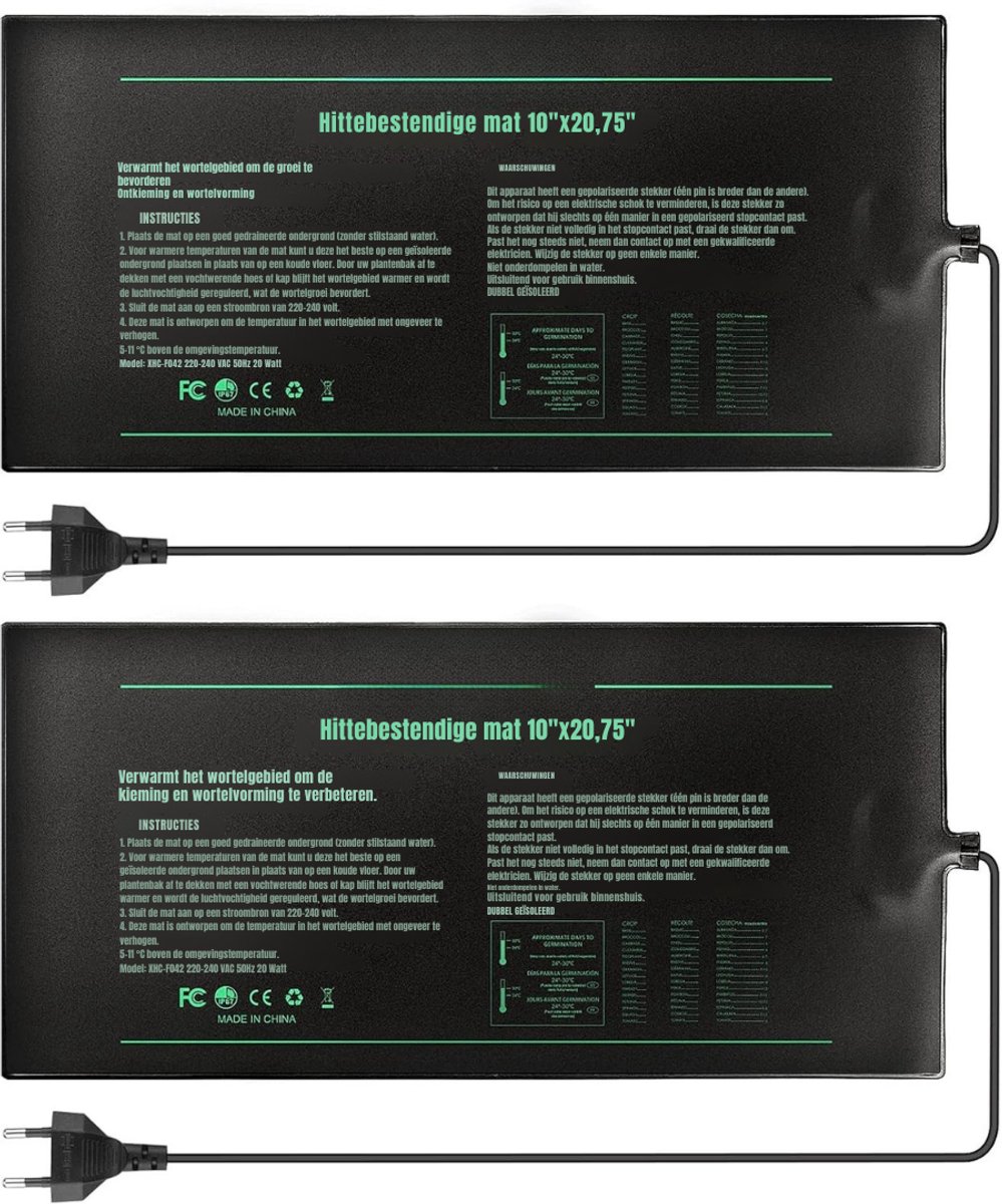 QUOVO® Warmtemat Planten - Waterdicht - Kweekmat – Kweekmat Verwarmingsmat - Kweken - Propagator – Mogelijk Voor Terrarium - Zwart - 53cm x 26cm x 6cm