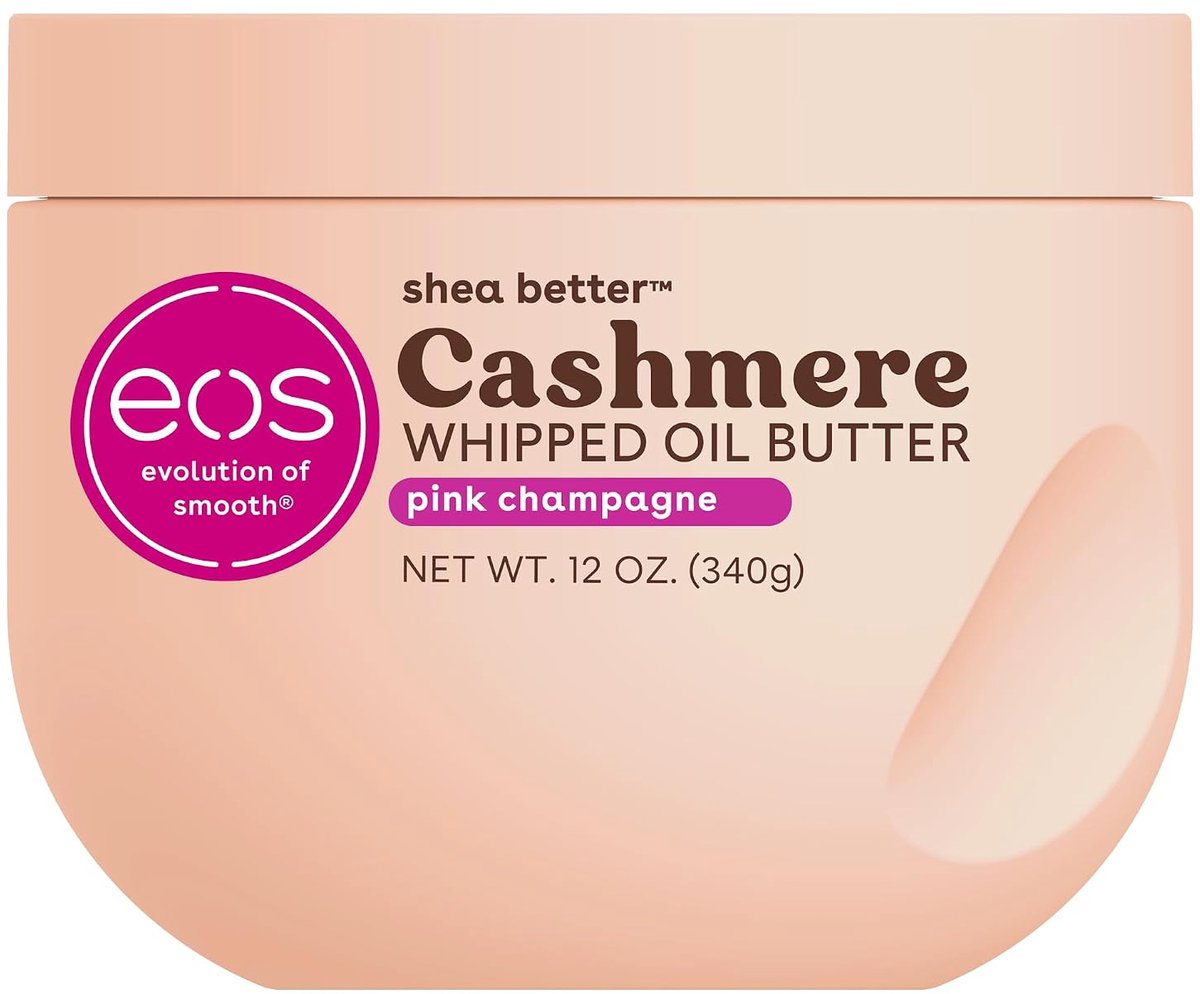 eos Cashmere Whipped Oil Body Butter – 72 Uur Hydratatie voor Droge Huid – 340 g – Pink Champagne