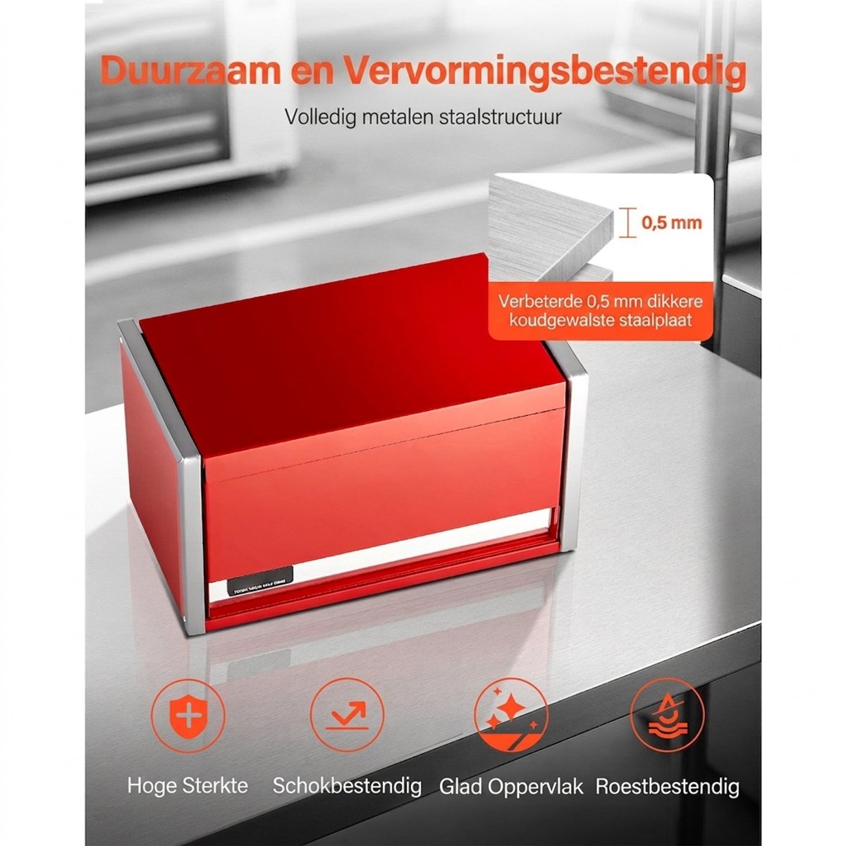 Metalen gereedschapskist - Gereedschapskoffer metaal - Kleine gereedschapskist - 3 Lades - Kogelgelagerd - EVA-voering - Gepoedercoat - Thuis - 21,8 cm - Rood — cadeau in Gereedschap - foto 6