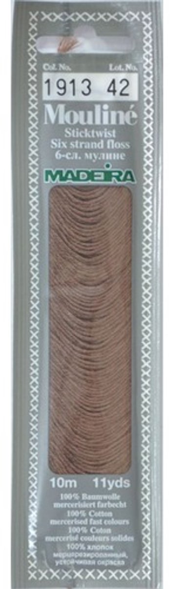 Borduurgaren Madeira Mouline 10 meter 6 draads splijtgaren - bruin (1913)
