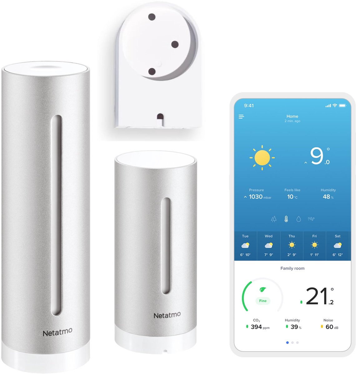 Slim Weerstation – Binnen & Buiten – WiFi – Luchtkwaliteit & Luchtvochtigheid – Appbediening – Met Wandhouder