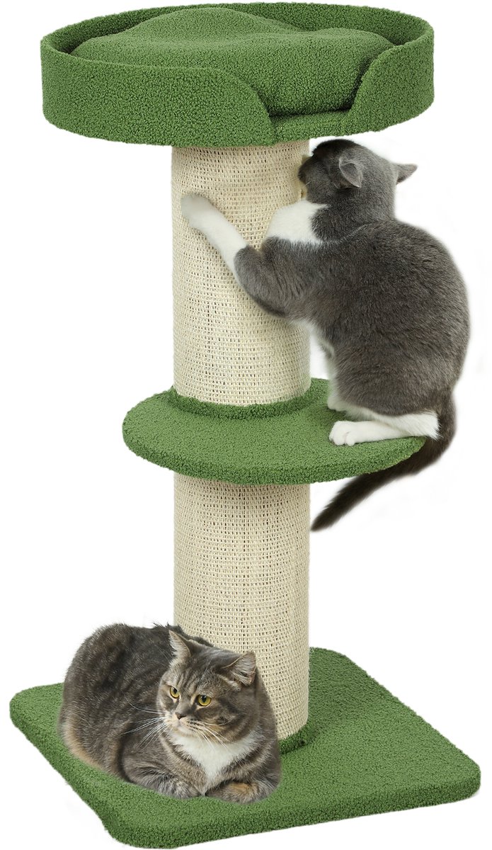 PawHut-Kattenkrabpaal-Spaanplaat, Sisal-45x45x91cm-Groen
