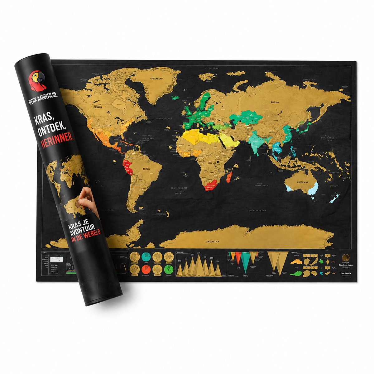 Kraskaart Wereld XXL - Landen Krassen - Reis Poster - Vakantie