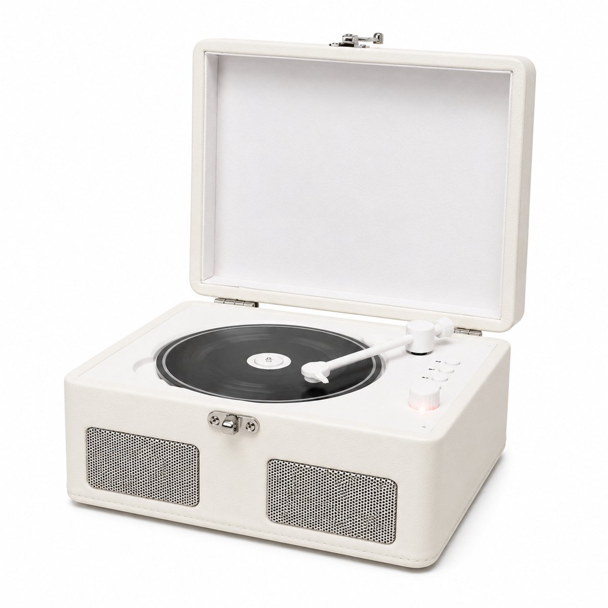 Gloovon® Retro CD Speler Met Bluetooth 5.3 - Draagbare Muziekspeler In Koffer - Met Stereoluidsprekers, USB & Accu - Wit