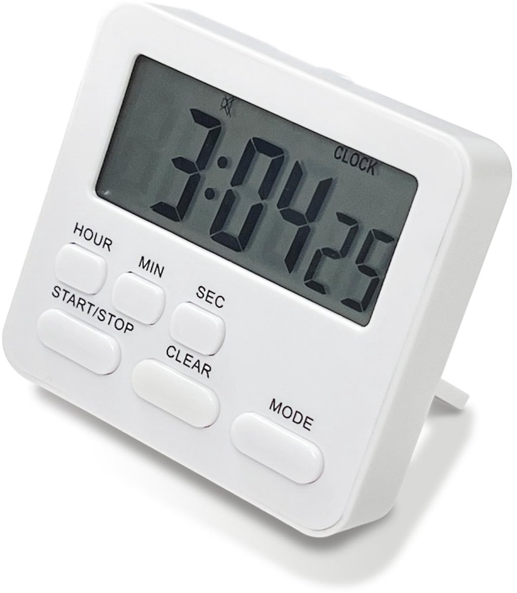 longziming -Digitale Keuken Timer - Kookwekker - Groot LCD Display - Luide Alarmfunctie - Magnetisch - Met Standaard - Countdown en Geheugenfunctie - ABS - Wit