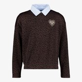 TwoDay meisjes sweater met panterprint en scrunchie - Bruin - Maat 146/152