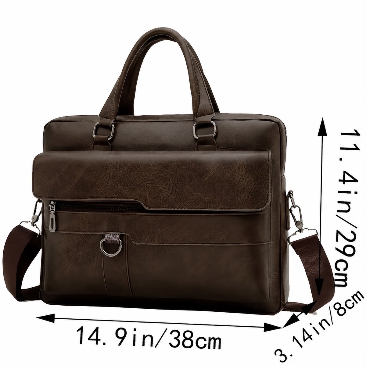 Zakelijke Aktetas Messenger Bag Handtas Kantoor Werk Laptop Computer Crossbody Schouder Reizen Outdoor BILMU Donker Bruin