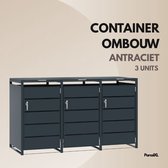 ParcelXL Kliko Ombouw 240L – Containerombouw voor 3 Afvalcontainers – Metaal Antraciet – Bovenkleppen & Afsluitbaar