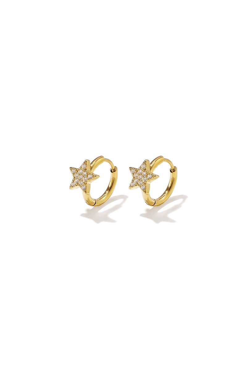 Nova - Oorringen met Sterren - Strass - Stainless Steel - - Goud