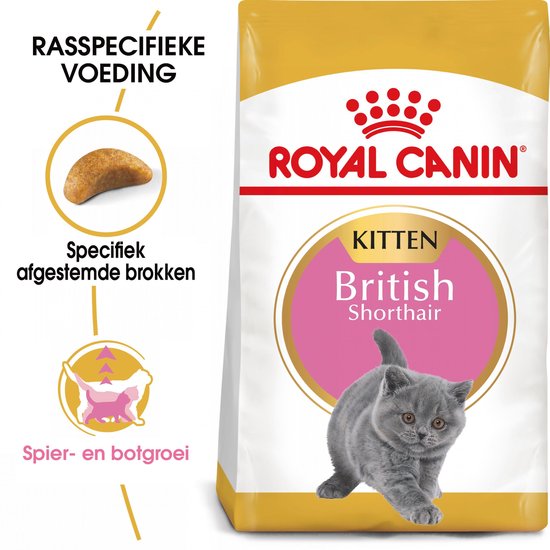 Rasspecifieke voeding voor je kitten: Specifiek afgestemde brokken voor spier- en botgroei.
