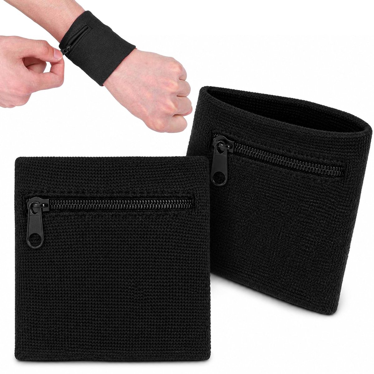 Solidchoice - Sportmanchetten met Ritssluiting, 2 Stuks voor Activiteiten