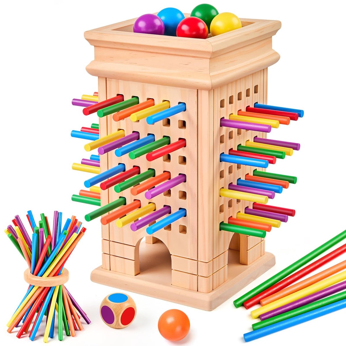 Solidchoice - Montessori Bordspel met 42 Houten Stokjes