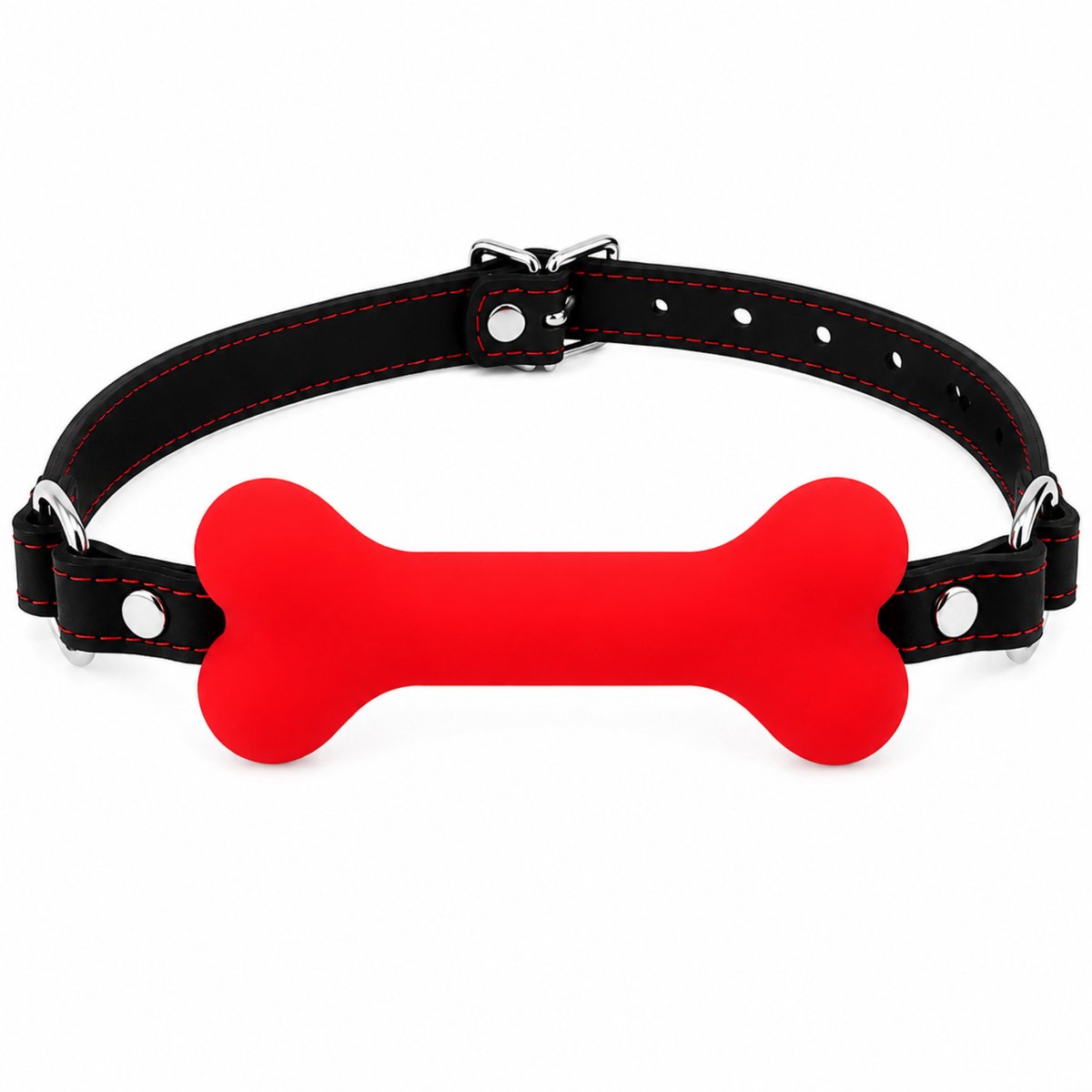 Bone Gag Rood met Verstelbare Band – Siliconen Mondstuk – Verstelbare Mondknevel voor Volwassenen