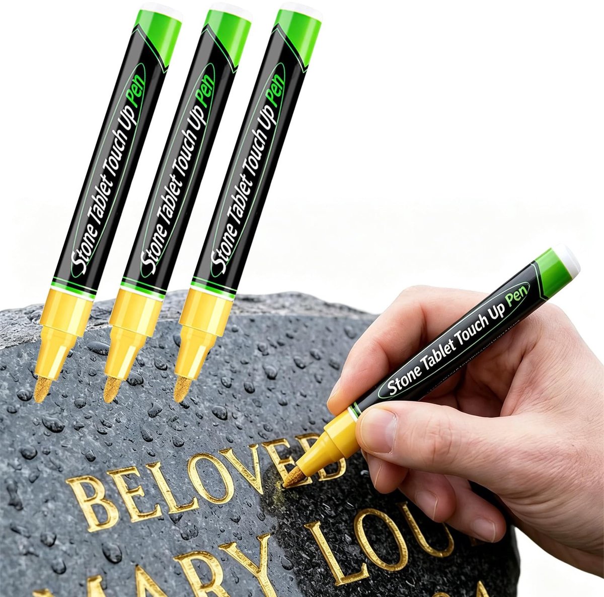 Solidchoice - Set van 3 Gouden Grafsteen Markers voor Inscripties