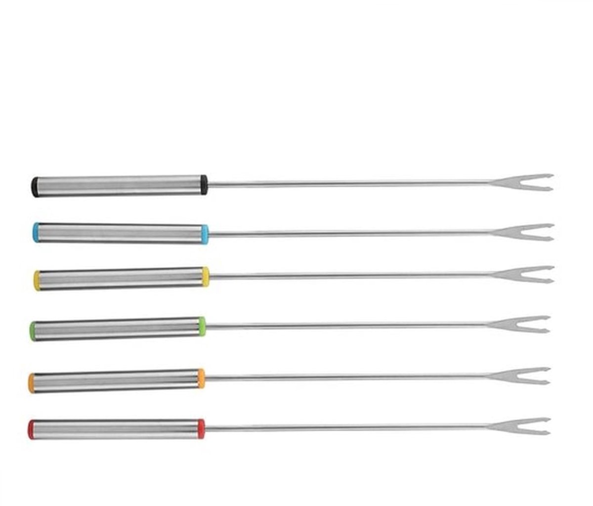 Fonduevorken 6 Stuks - Roestvrij Staal - Herbruikbaar - Veilig - Antiroest - Geschikt voor Chocolade/Kaas - Fondue Set