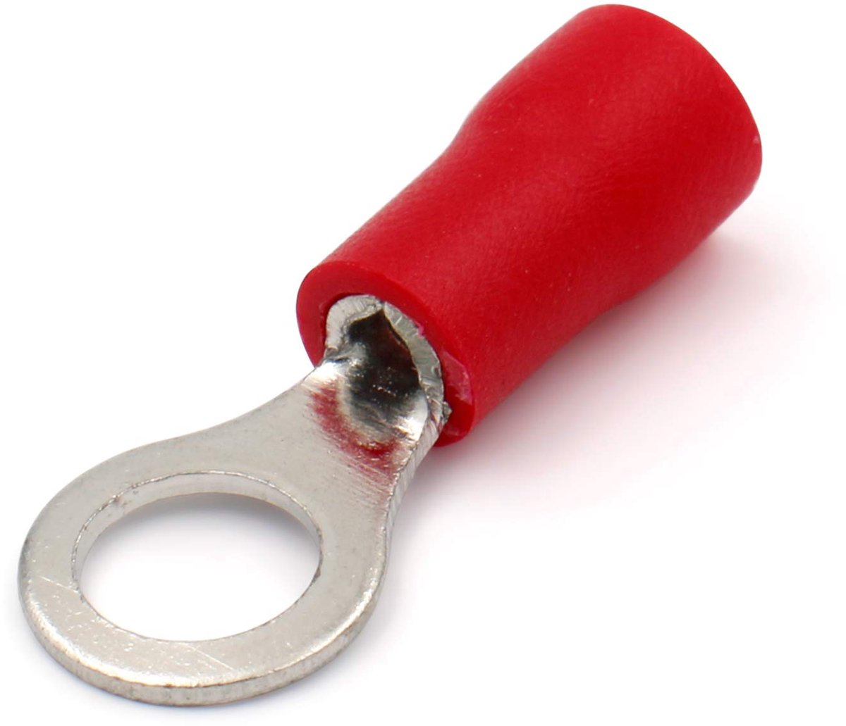 Ring Terminal krimpconnectoren Vinyl geïsoleerde draad elektrische connector RV1.25-5S noppenmaat #10 voor 0.5-1.5mm2 (22-16 AWG) Rood 100Pack