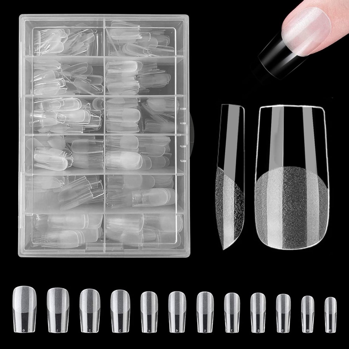 Nail tips 420pcs medium vierkant - wasbare acryl nepnagels - volledige dekking - ideaal voor DIY thuis - SnelShoppen