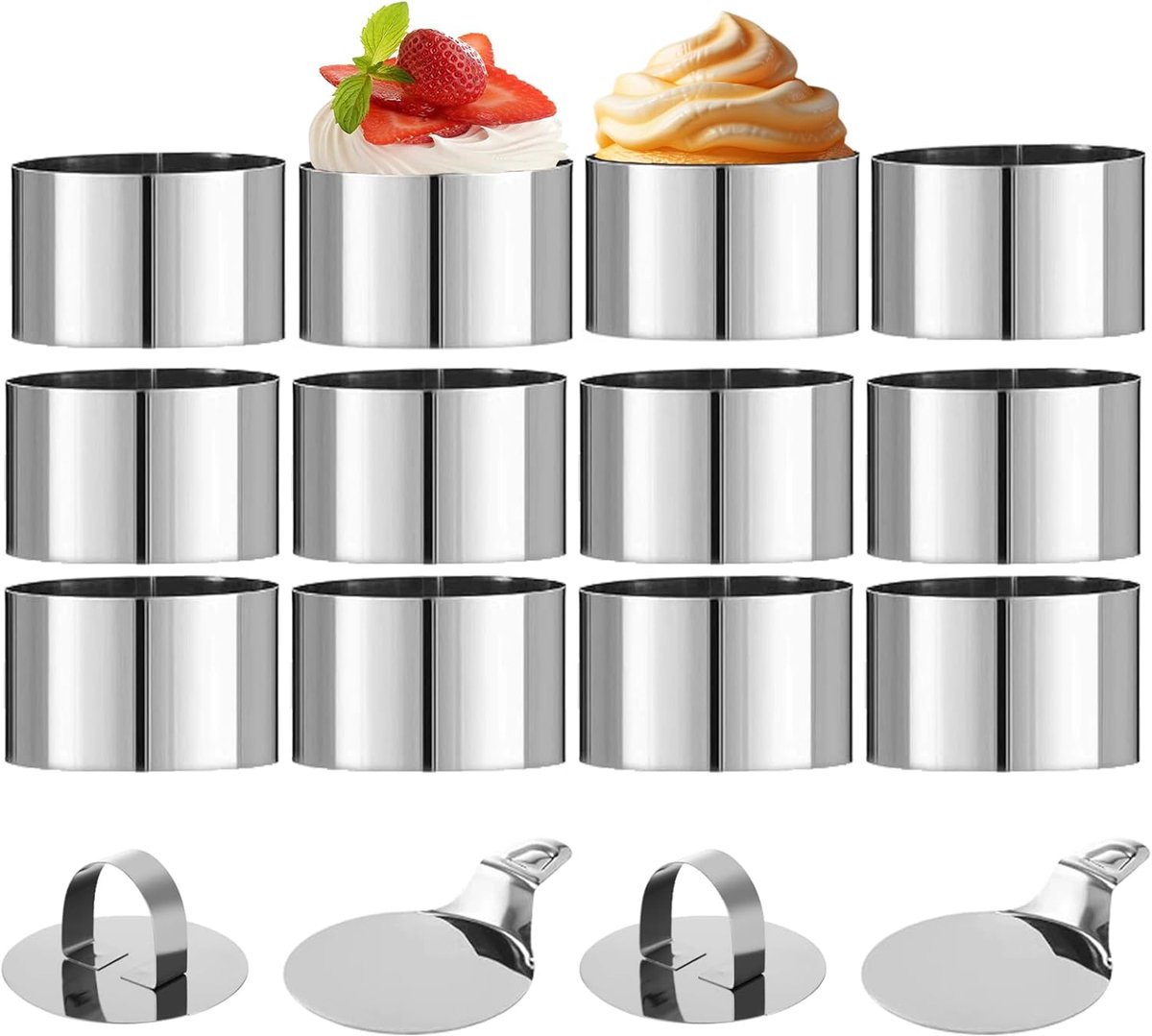 Dessertringen 8cm - Ronde serveerringen - Roestvrij staal - Ideaal voor mousses en taarten - SnelShoppen