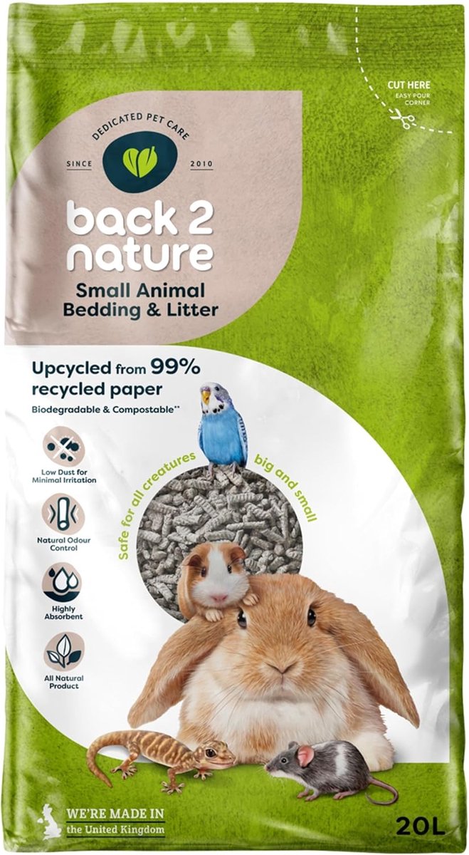Dierenbedekking BN20 - 99% stofvrij - Papierpellets - Uitstekende geurcontrole - SnelShoppen