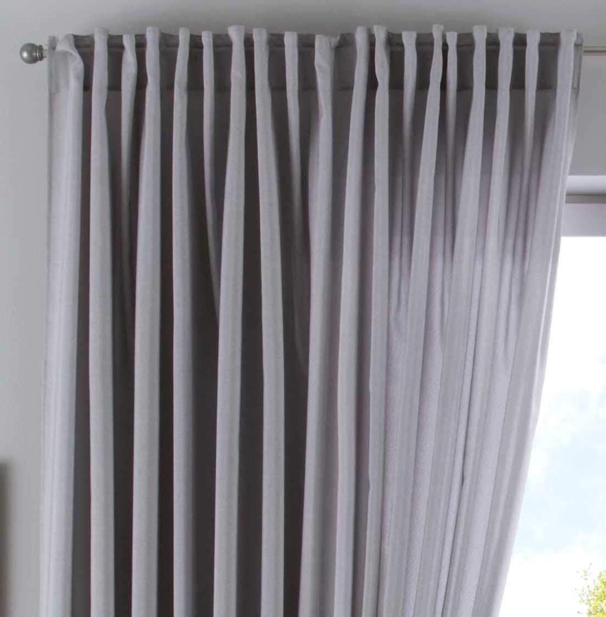 "JENA« 2019037 Verborgen lussen, ondoorzichtig, linnenlook, gordijn met gordijnhouder, 250 x 300 cm, ondoorzichtig