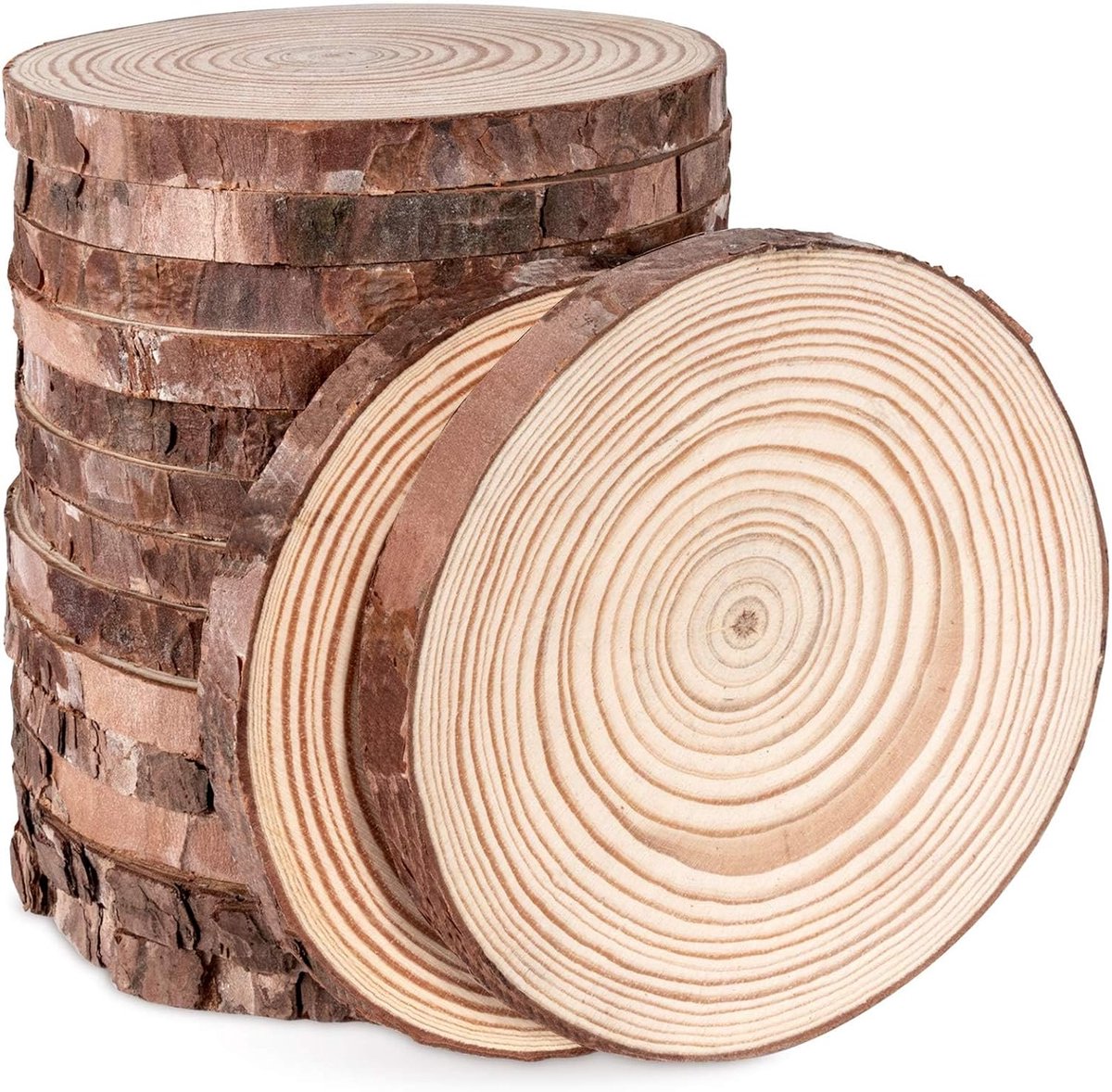 ilauke Natuurlijke Hout Plakjes 16 Stks Hout Plakken 11-12cm Cirkel Houten Schijven Onvoltooide Log Houten Rondes Voor Arts Ambachten Muur Decor Bruiloft Kerst DIY Ambachten Houtverbranding Projecten