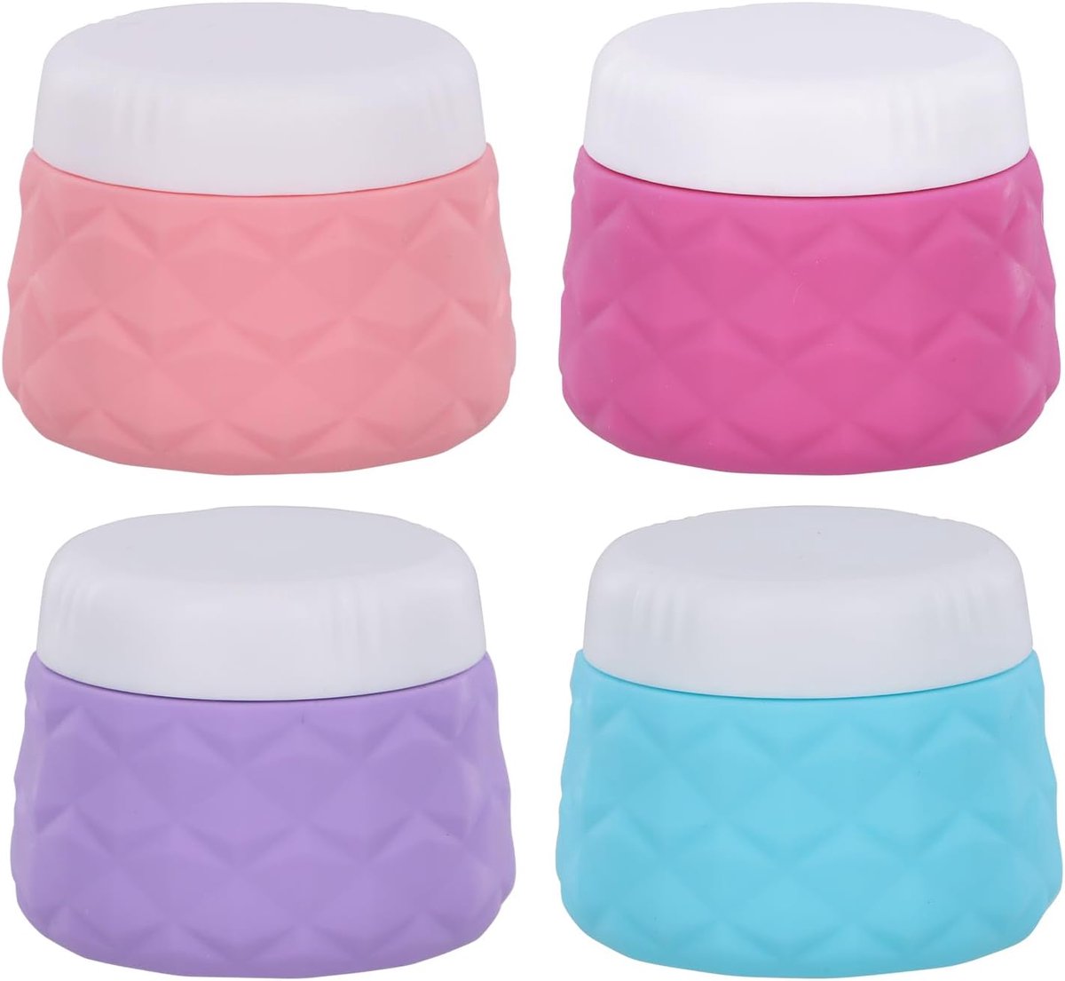 Set van 4 siliconen dispenserflessen, reisflessen voor toiletartikelen, mini-make-upcontainers, cosmetische reiscontainers, 30 ml deksel reispotten voor het bewaren van cosmetische crèmes, poeders en