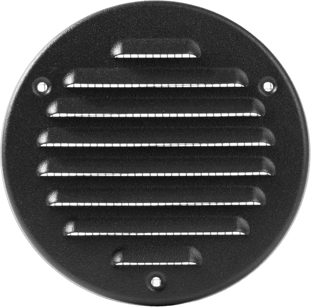 Systems Ventilatierooster van zwart metaal, 100 mm (binnen), duurzaam rond ventilatierooster met gaasscherm, weerbestendig ventilatierooster, voor muur en plafond