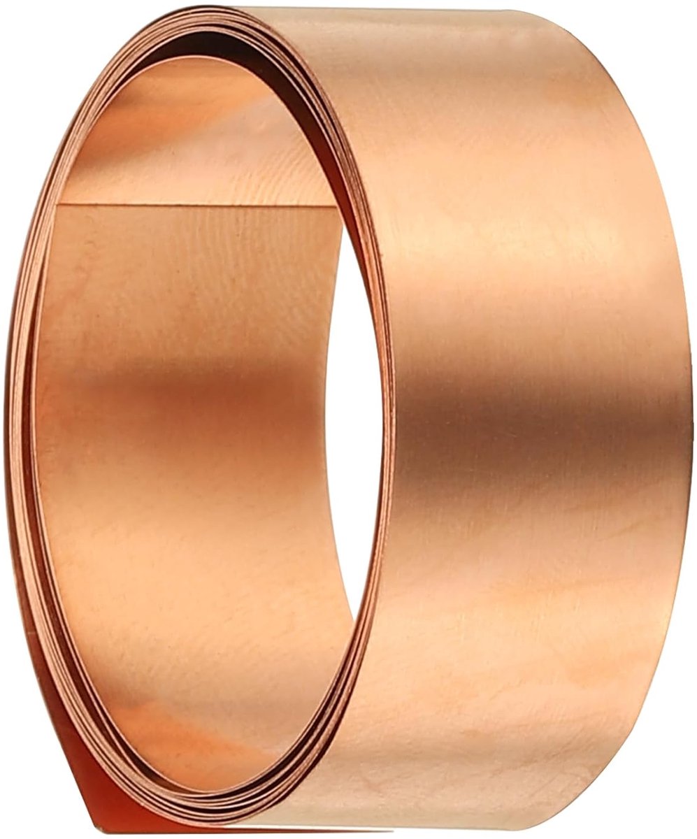 Koperen plaat van rol, 0,6 inch x 3,3 voet, originele koperen tape met 99,9% 8 mm (0,2 mm) metalen knipperende plaat voor knutselen, reparaties
