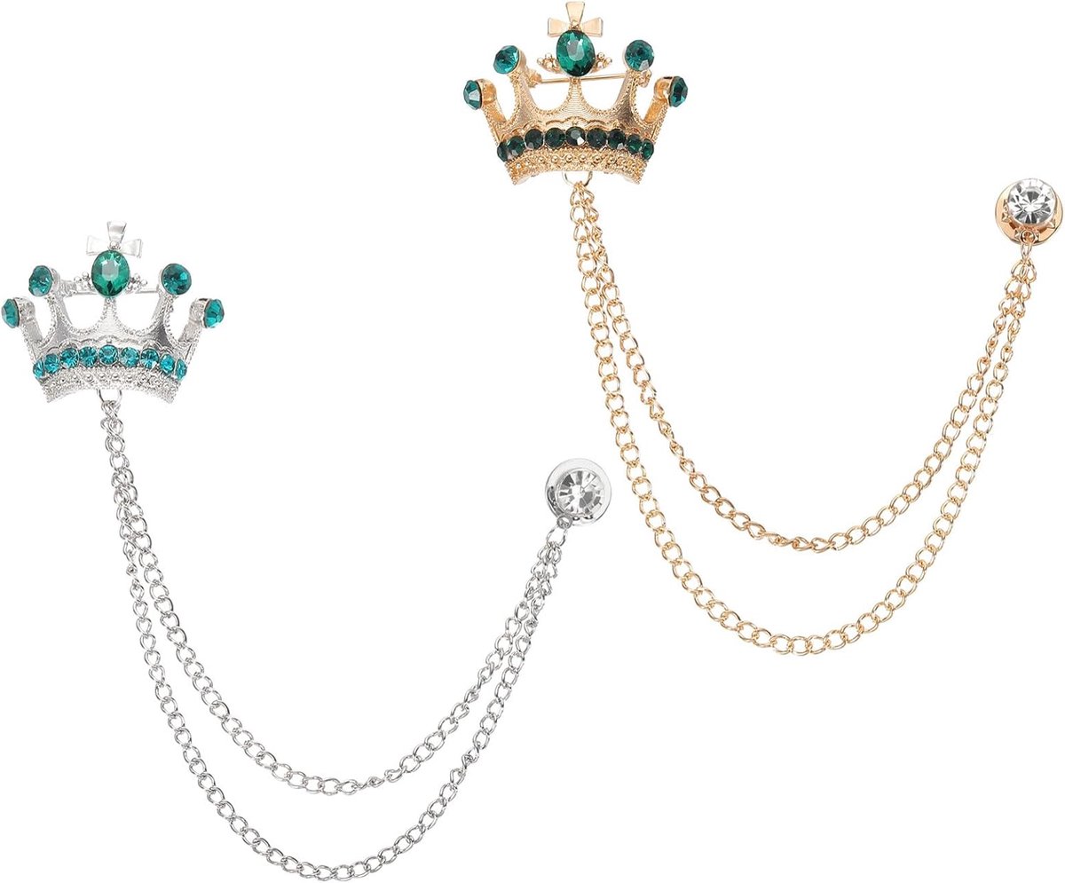 Kroon Opknoping Ketting Broche Pins, Strass Pak Pins Fashion Crystal Reversspeldjes