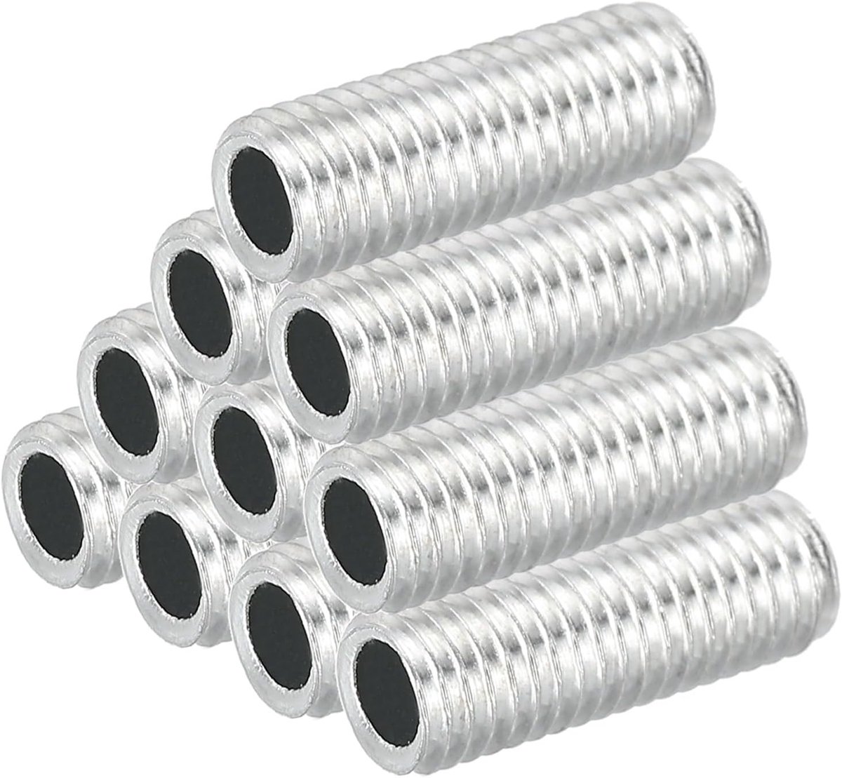 M8 draad van koolstofstaal lampenbuis 20 set 25 mm/0,98" hol schroefdraadadapter bevestigingselementen voor lampenkronen DIY wit zinkcoating